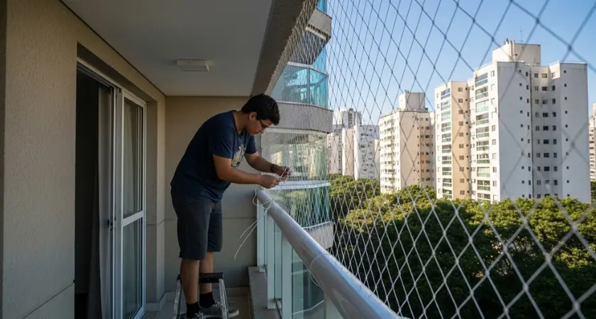 Remendo caseiro em rede de proteção o é seguro e compromete a eficiência.