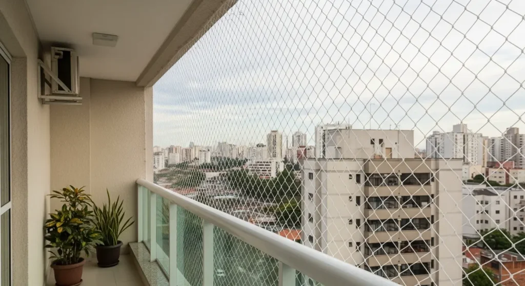 rede de proteção em varanda gourmet de apartamento no Brooklin, São Paulo