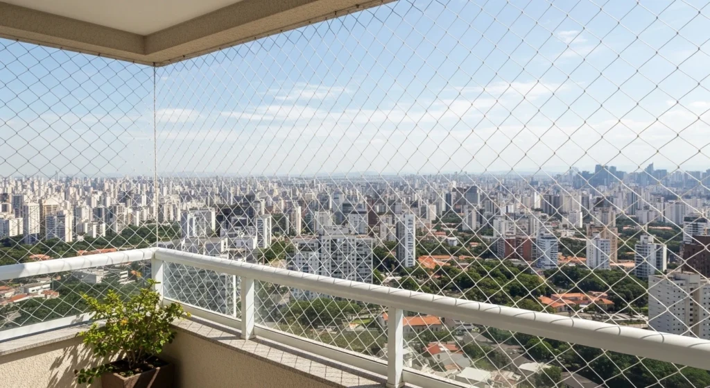rede de proteção instalada em janela basculante residencial em Sorocaba